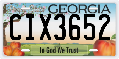GA license plate CIX3652