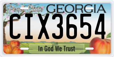 GA license plate CIX3654