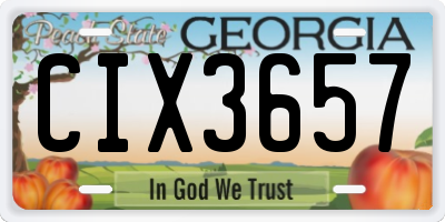 GA license plate CIX3657