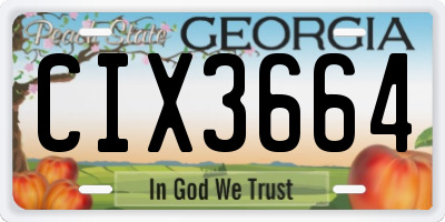 GA license plate CIX3664