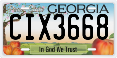 GA license plate CIX3668