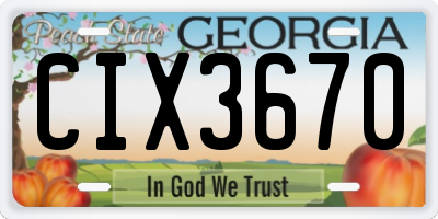 GA license plate CIX3670