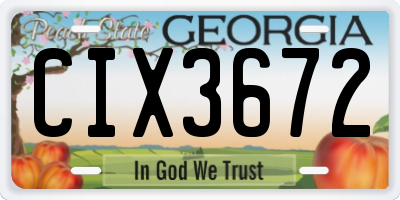 GA license plate CIX3672