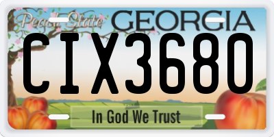 GA license plate CIX3680