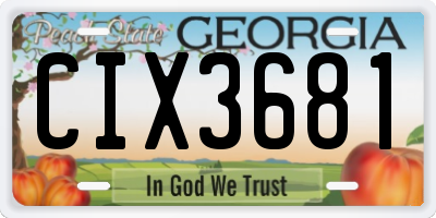 GA license plate CIX3681