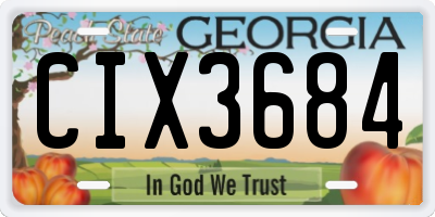 GA license plate CIX3684