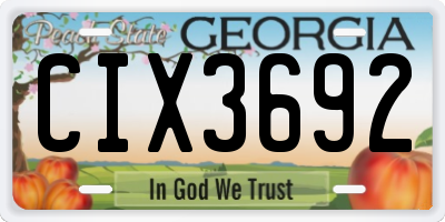 GA license plate CIX3692