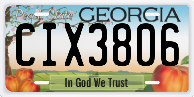 GA license plate CIX3806