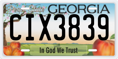 GA license plate CIX3839