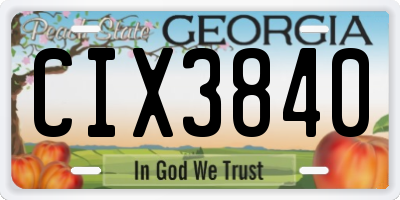 GA license plate CIX3840