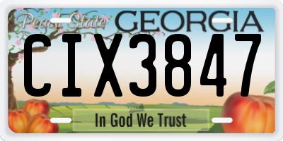 GA license plate CIX3847