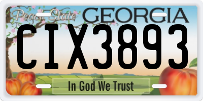 GA license plate CIX3893