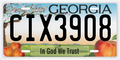 GA license plate CIX3908