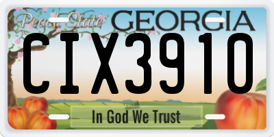 GA license plate CIX3910