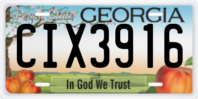 GA license plate CIX3916