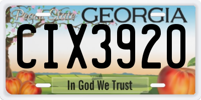 GA license plate CIX3920