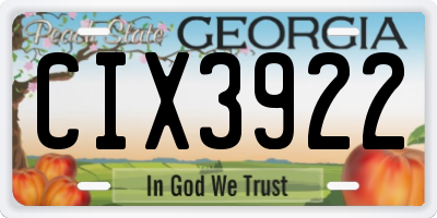 GA license plate CIX3922
