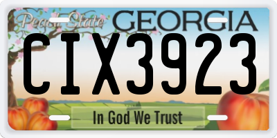 GA license plate CIX3923