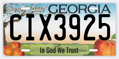 GA license plate CIX3925