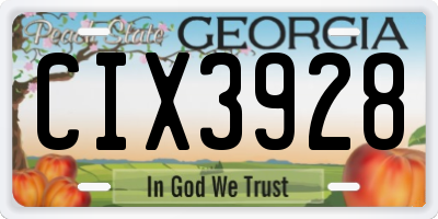 GA license plate CIX3928