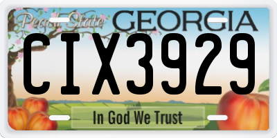 GA license plate CIX3929
