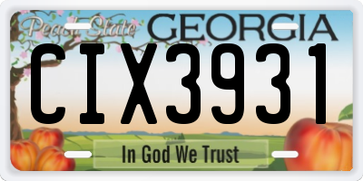 GA license plate CIX3931