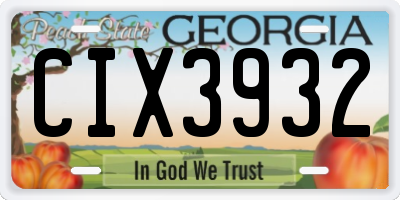 GA license plate CIX3932