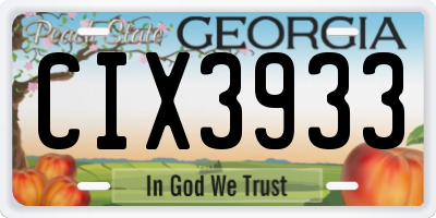 GA license plate CIX3933