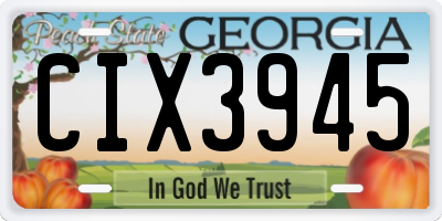 GA license plate CIX3945