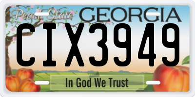 GA license plate CIX3949