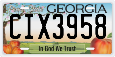 GA license plate CIX3958
