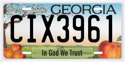 GA license plate CIX3961