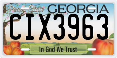 GA license plate CIX3963