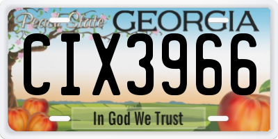 GA license plate CIX3966