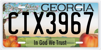 GA license plate CIX3967
