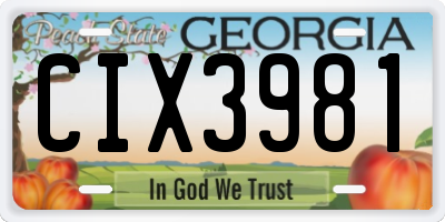 GA license plate CIX3981
