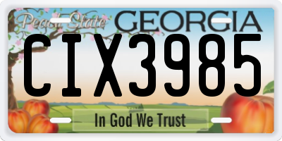 GA license plate CIX3985