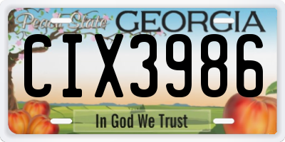 GA license plate CIX3986