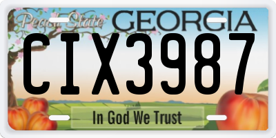 GA license plate CIX3987