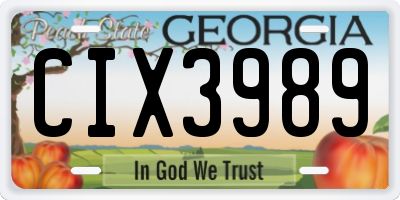GA license plate CIX3989