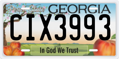 GA license plate CIX3993