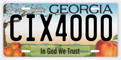 GA license plate CIX4000