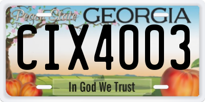 GA license plate CIX4003