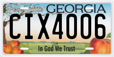 GA license plate CIX4006
