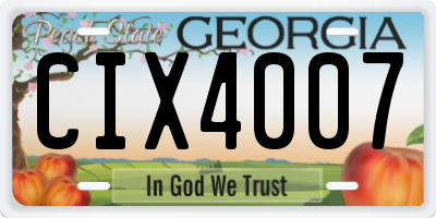 GA license plate CIX4007