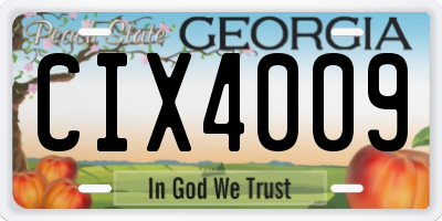 GA license plate CIX4009