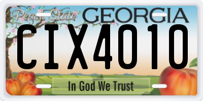 GA license plate CIX4010