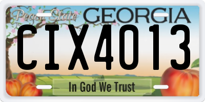 GA license plate CIX4013