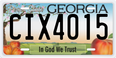 GA license plate CIX4015