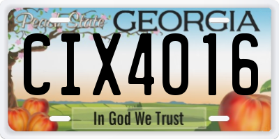 GA license plate CIX4016